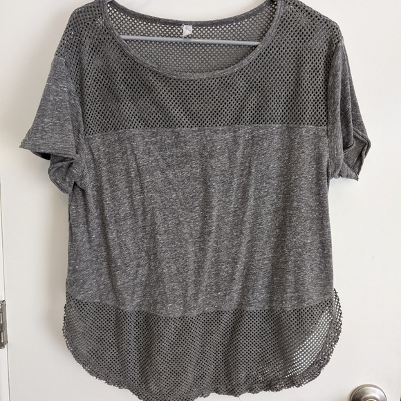Free People Tops - Free People FP Movement Gray Mesh Active Tee Sz M